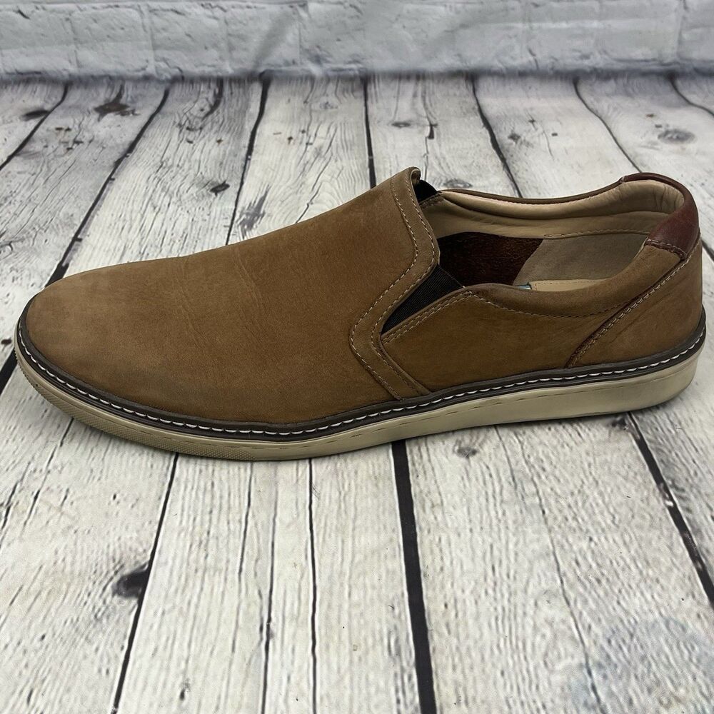 Johnston & Murphy McGuffey Slip On Shoe Sneaker Mens 11M Light Tan Oiled Leather - Picture 4 of 10